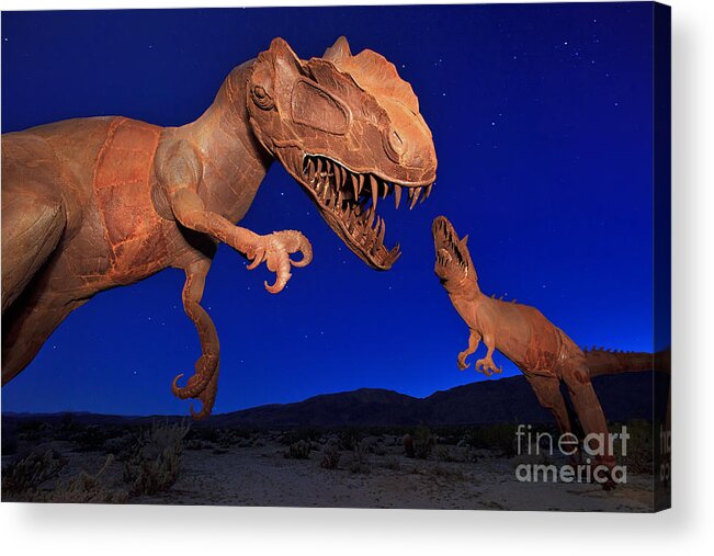 Dinosaurs Acrylic Print featuring the photograph Dinosaur battle in Jurassic Park by Sam Antonio