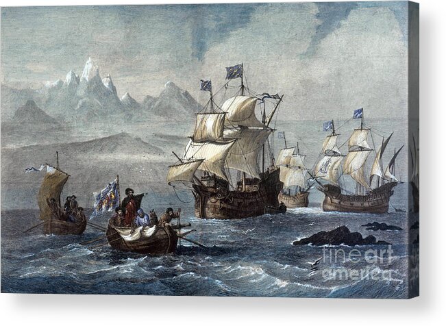 History Acrylic Print featuring the photograph Discovery Of Straits Of Magellan, 1520 by Science Source