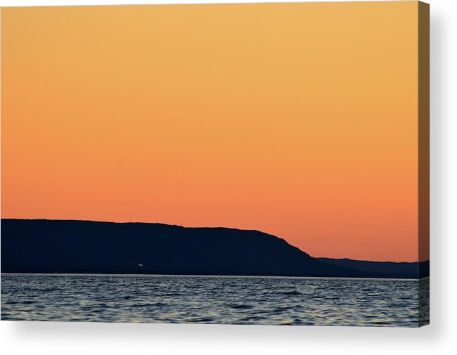 Abstract Acrylic Print featuring the photograph Distant Blue Mountain At Sunset by Lyle Crump