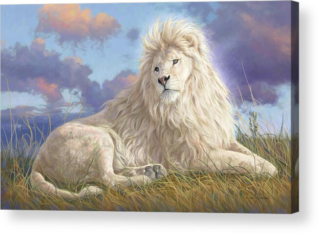 White Lion Acrylic Print featuring the painting Divine Beauty by Lucie Bilodeau