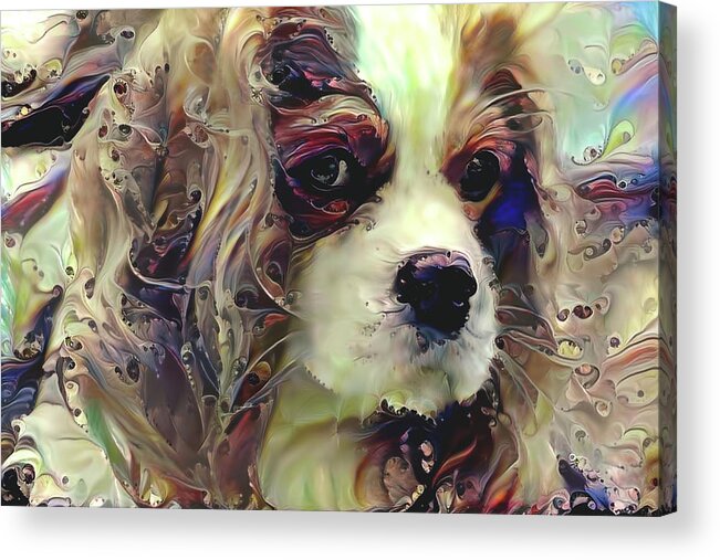 Cavalier King Charles Spaniel Acrylic Print featuring the mixed media Dixie the King Charles Spaniel by Peggy Collins