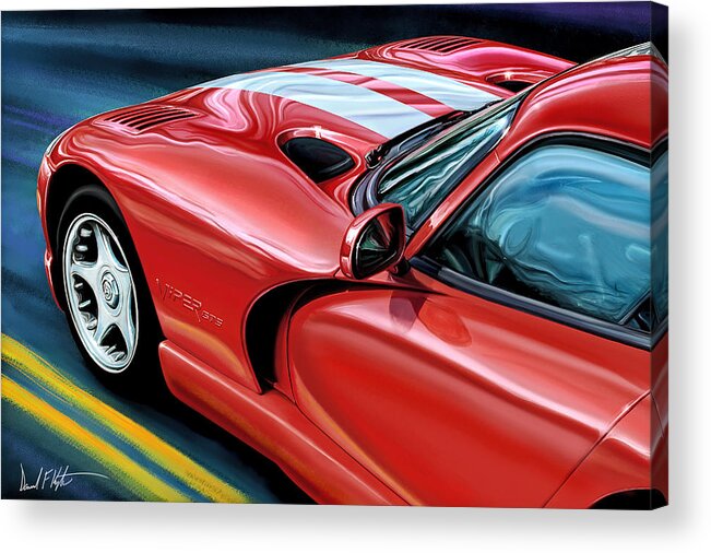 Dodge Viper Coupe Acrylic Print featuring the digital art Dodge Viper Coupe by David Kyte