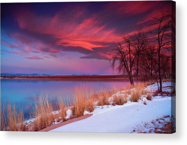 Cherry Creek State Park Acrylic Print featuring the photograph Doomsday Sunrise by John De Bord