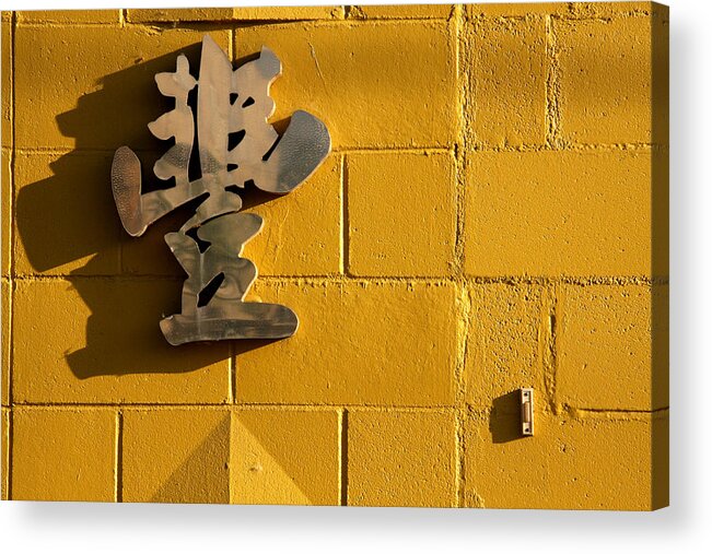 Yellow Acrylic Print featuring the photograph Doorbell by Kreddible Trout