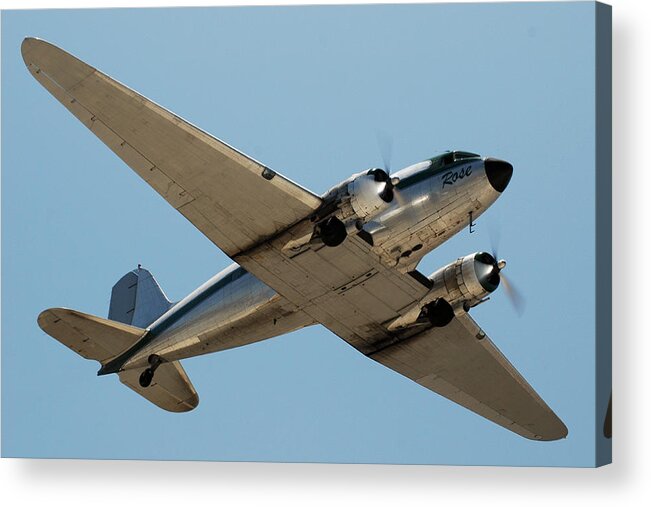 Airplane Acrylic Print featuring the photograph Douglas DC-3 Rose at Hawthorne by Brian Lockett