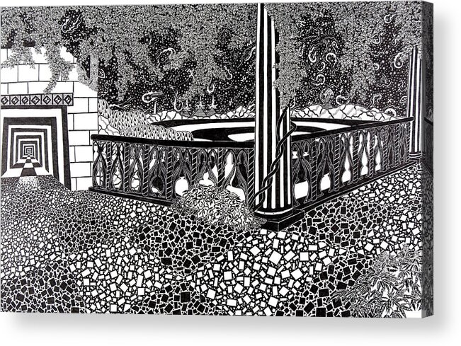 Pen & Ink Acrylic Print featuring the drawing Down the Hall by Red Gevhere