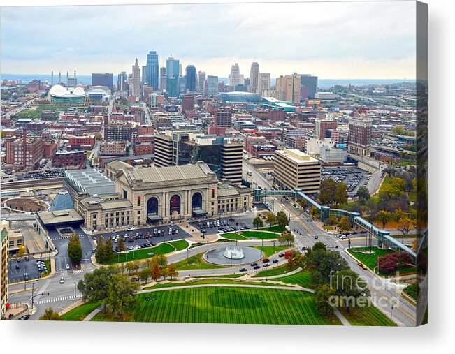 Union Station Acrylic Print featuring the photograph Downtown Kansas City from Liberty Memorial Tower by Catherine Sherman