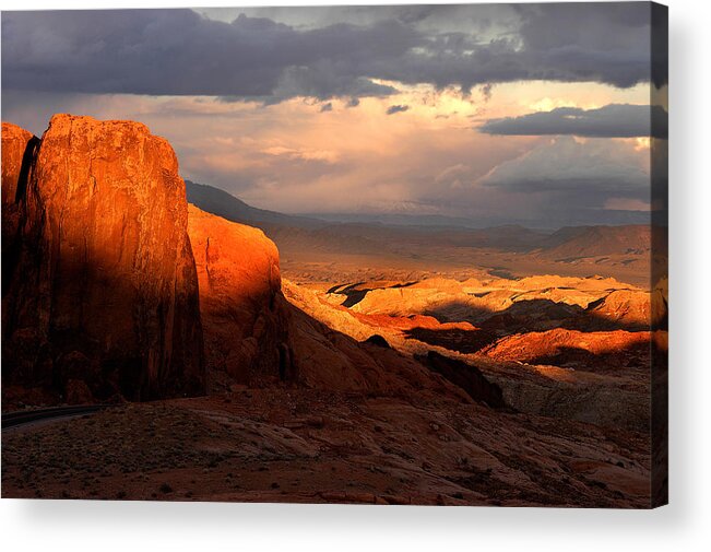 Dramatic Acrylic Print featuring the photograph Dramatic Desert Sunset by Ted Keller