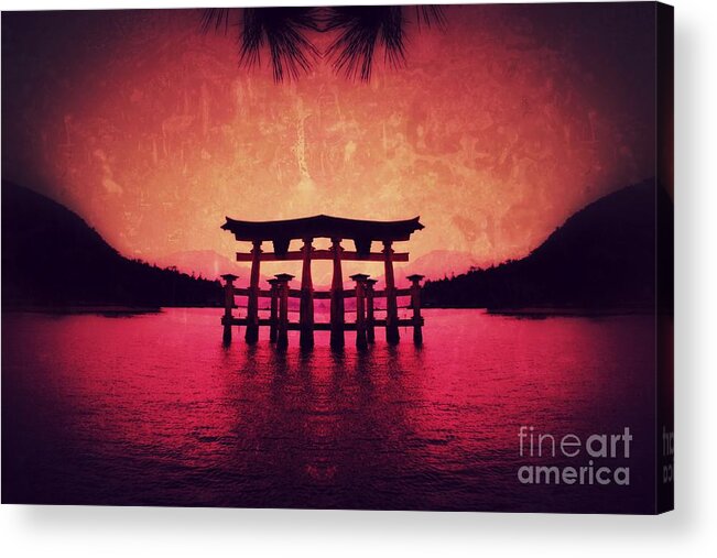 Miyajima Acrylic Print featuring the pyrography Dream of Japan by HELGE Art Gallery