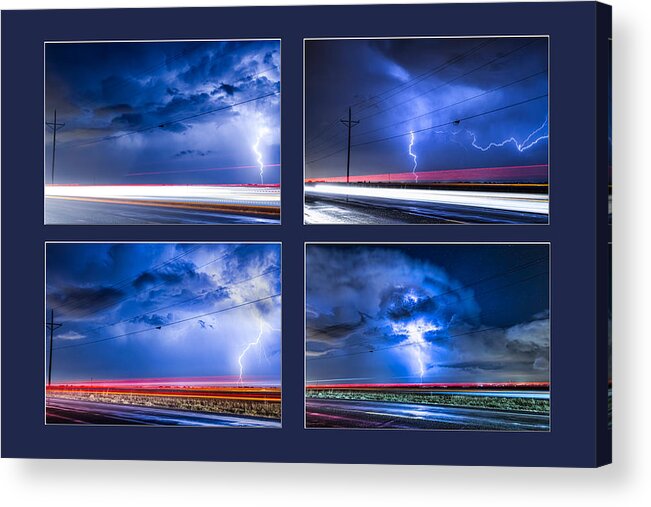 Lightning Acrylic Print featuring the photograph Drive By Lightning Strikes Progression by James BO Insogna