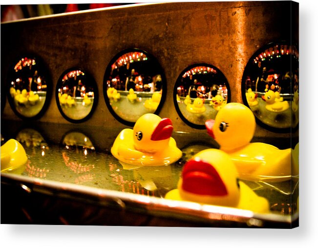Rubber Ducks Acrylic Print featuring the photograph Ducky reflections by Toni Hopper