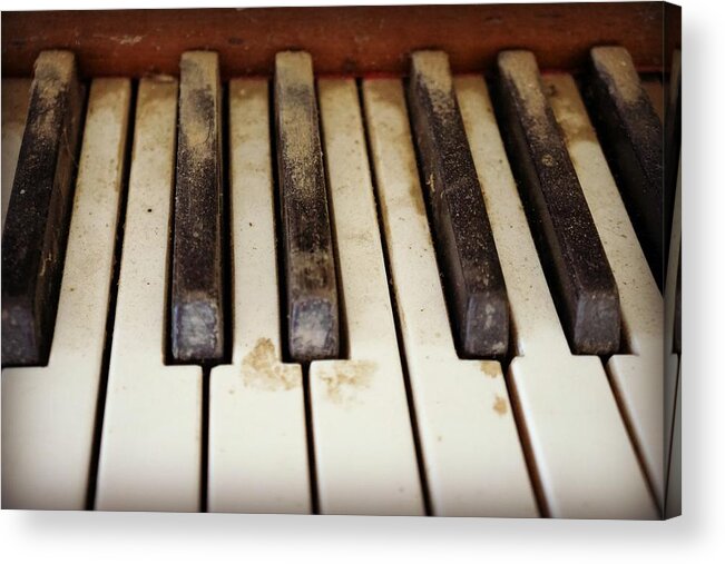 Piano Acrylic Print featuring the photograph Dusty Keys by Kathy Barney