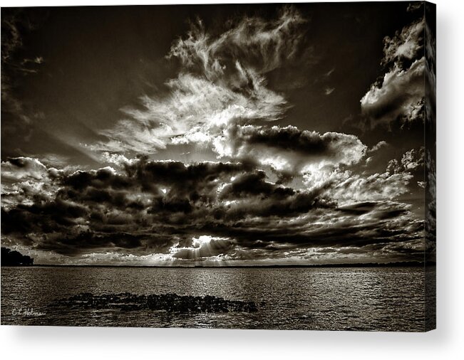 Sunset Acrylic Print featuring the photograph Dynamic Sunset - Sepia by Christopher Holmes