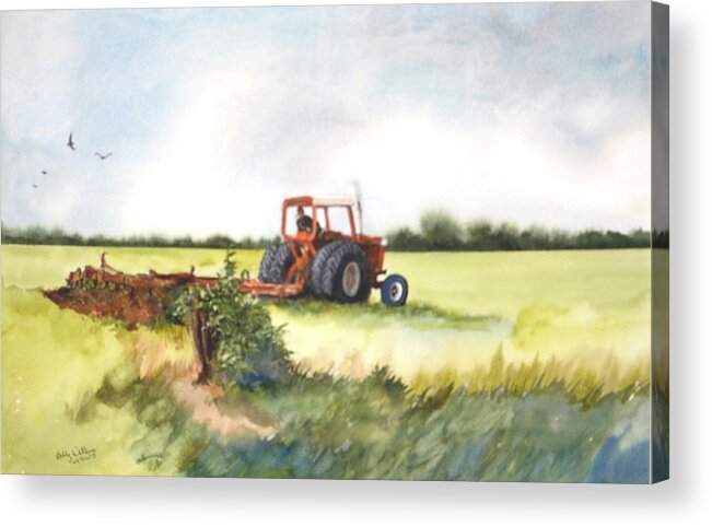 Farm. Tractor Acrylic Print featuring the painting Early Bird by Bobby Walters