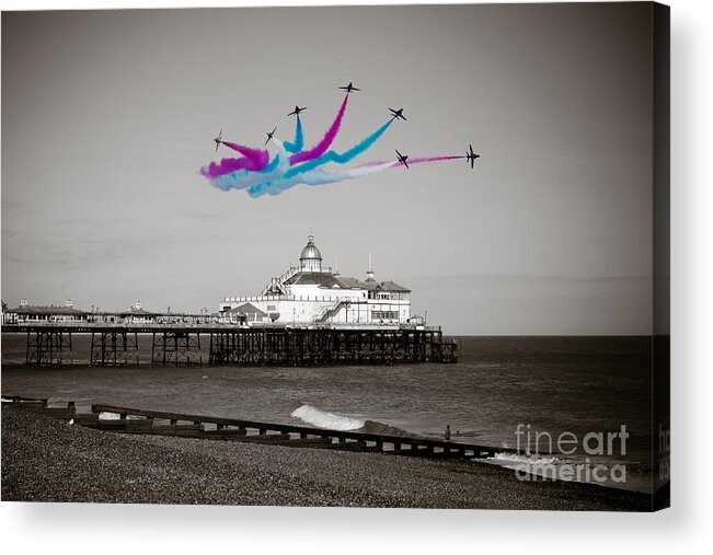 The Red Arrows Acrylic Print featuring the digital art Eastbourne Break by Airpower Art