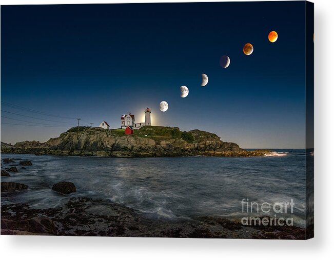 Nubble Lighthouse Acrylic Print featuring the photograph Eclipsing the Nubble by Scott Thorp