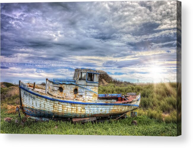California Acrylic Print featuring the photograph Edith-E Landlocked Fishing Boat by Jennifer Rondinelli Reilly - Fine Art Photography