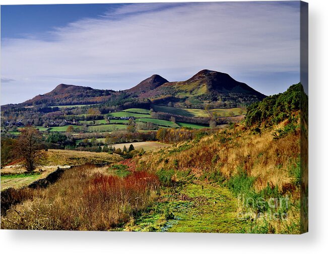 Scotland Acrylic Print featuring the photograph Eildon Hills Borders Scotland by Martyn Arnold