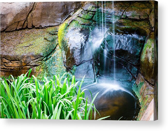El Paso Acrylic Print featuring the photograph El Paso Zoo Waterfall Long Exposure by SR Green