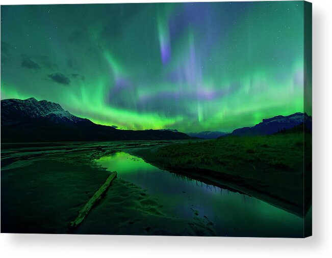 Aurora Acrylic Print featuring the photograph Electric Skies Over Jasper National Park by Dan Jurak