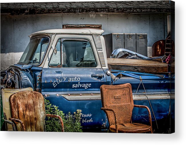 Ford Custom Truck Acrylic Print featuring the photograph Eli's Auto Salvage by Ray Congrove