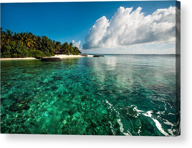 Tropic Acrylic Print featuring the photograph Emerald Purity. Maldives by Jenny Rainbow
