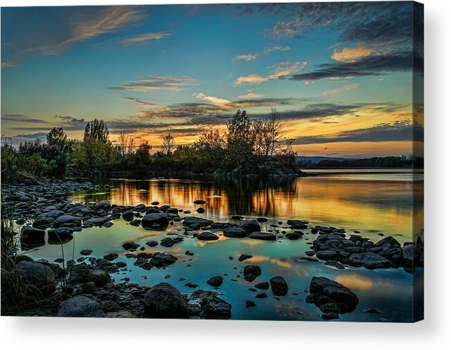 Beach Acrylic Print featuring the digital art Emerald Sky Reflection by Jeff S PhotoArt