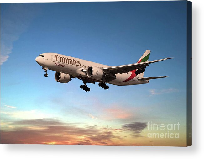 Boeing 777 Acrylic Print featuring the digital art Emirates Boeing 777F A6-EFM by Airpower Art