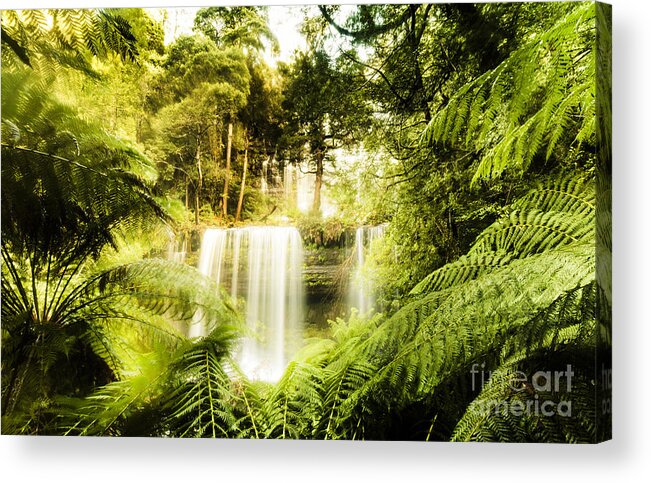 Waterfall Acrylic Print featuring the photograph Enchanting waterfall landscape by Jorgo Photography