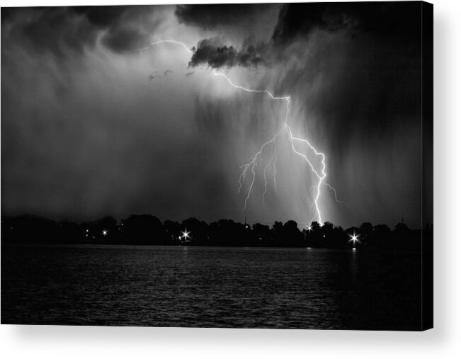 Lightning Acrylic Print featuring the photograph Energy Black and White by James BO Insogna