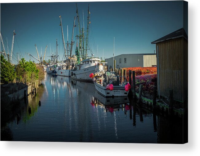 Fishing Boats Acrylic Print featuring the photograph Englehardt,NC Fishing Town by Donald Brown
