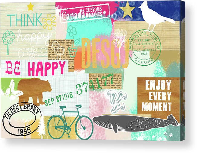 Enjoy Every Moment Acrylic Print featuring the mixed media Enjoy every moment collage by Claudia Schoen