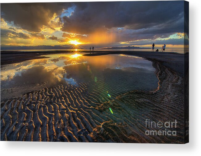 Sunset Acrylic Print featuring the photograph Enjoying a Sunset at the Great Salt Lake by Spencer Baugh