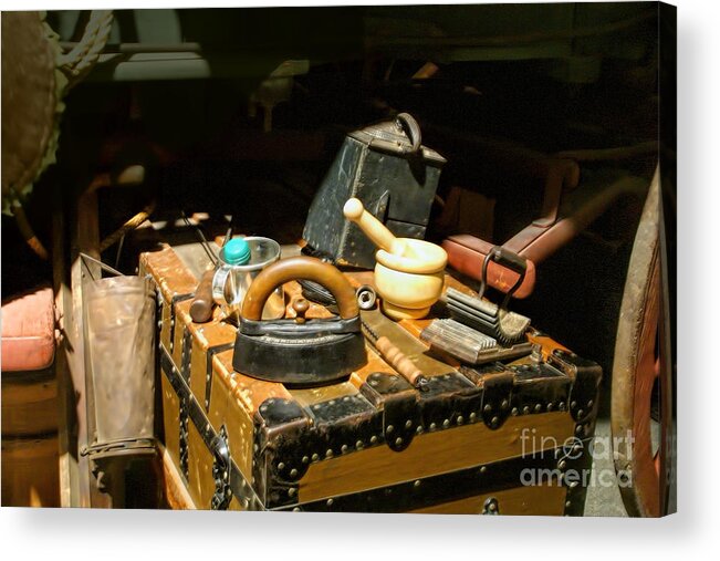 Vintage Acrylic Print featuring the photograph Essentials From Covered Wagon by Linda Phelps