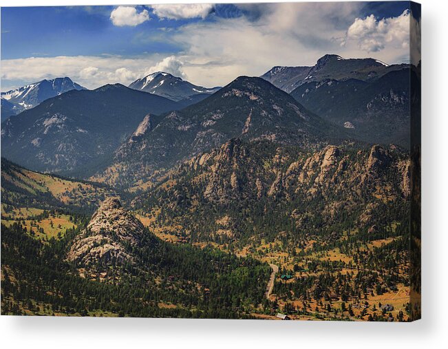 Beauty In Nature Acrylic Print featuring the photograph Estes Park Aerial by Andy Konieczny