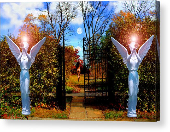Eve Acrylic Print featuring the digital art Eve in the Garden of Eden by Michael Rucker