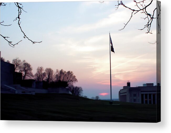 Liberty Memorial Acrylic Print featuring the photograph Evening at the Memorial by Angie Rayfield