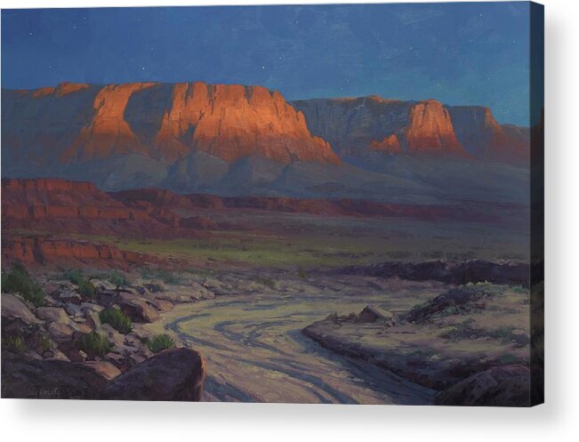 Arizona Art Acrylic Print featuring the painting Evening comes to Marble Canyon by Cody DeLong