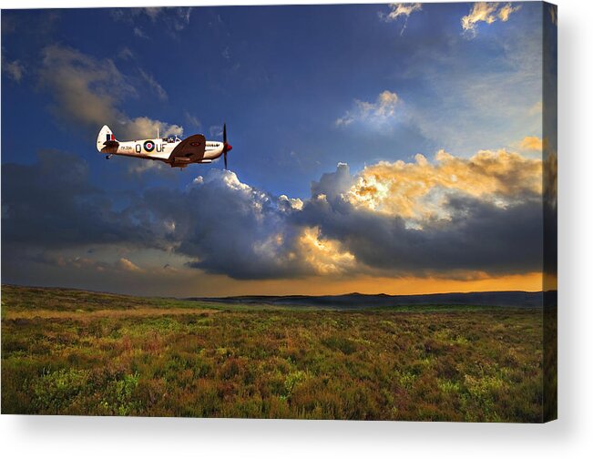 Spitfire Acrylic Print featuring the photograph Evening Spitfire by Meirion Matthias
