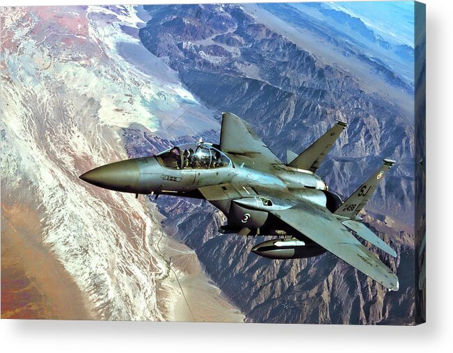 Eagle Acrylic Print featuring the digital art F-15E Strike Eagle by David Luebbert