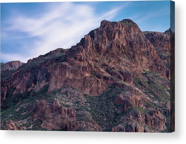 Superstition Mountains Acrylic Print featuring the photograph Face of Superstitions 1 by Greg Nyquist