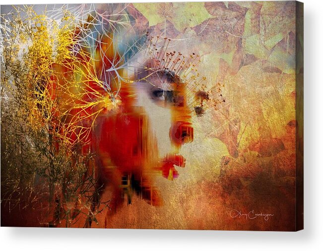 Woman Acrylic Print featuring the digital art Fall by Looking Glass Images