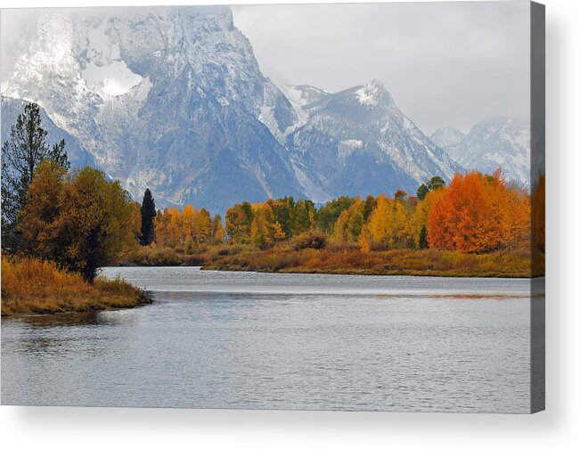 Grand Tetons Acrylic Print featuring the photograph Fall on the Snake River in the Grand Tetons by Bruce Gourley
