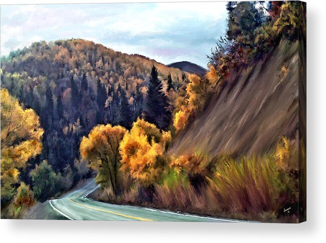 Landscape Acrylic Print featuring the painting Fall Road by Susan Kinney