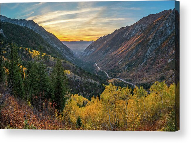 Utah Acrylic Print featuring the photograph Fall Sunset in Little Cottonwood Canyon by James Udall