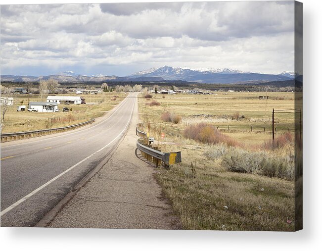 Highway; Distance; Horizon; Future; Village; Lonesome; Far Mountains; Perspective; Vista; Range; Scope; New Mexico Acrylic Print featuring the photograph Far Horizon by Tom Cochran