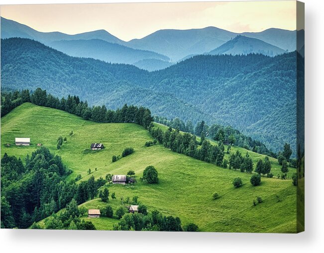 Bran Acrylic Print featuring the photograph Farm in the Mountains - Romania by Stuart Litoff