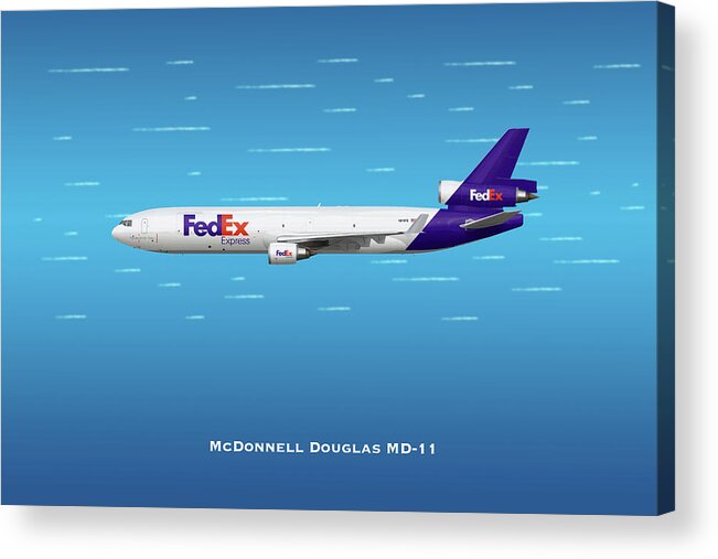 Fedex Acrylic Print featuring the digital art FedEx McDonnell Douglas MD-11 by Airpower Art