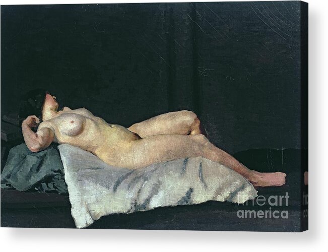 Female Figure Lying On Her Back Acrylic Print featuring the painting Female Figure Lying on Her Back by Dora Carrington