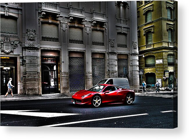 Ferrari Acrylic Print featuring the photograph Ferrari In Rome by Effezetaphoto Fz